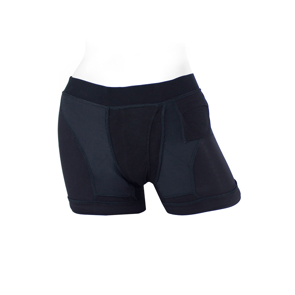 Spareparts Tomboii Rayon Boxer Briefs Harness Black Size 2XL on display showcasing comfort and innovative design.