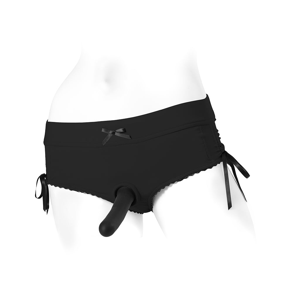 Spareparts Sasha Cinch Booty Short Harness Black Size S featuring a stylish design and comfortable fit.