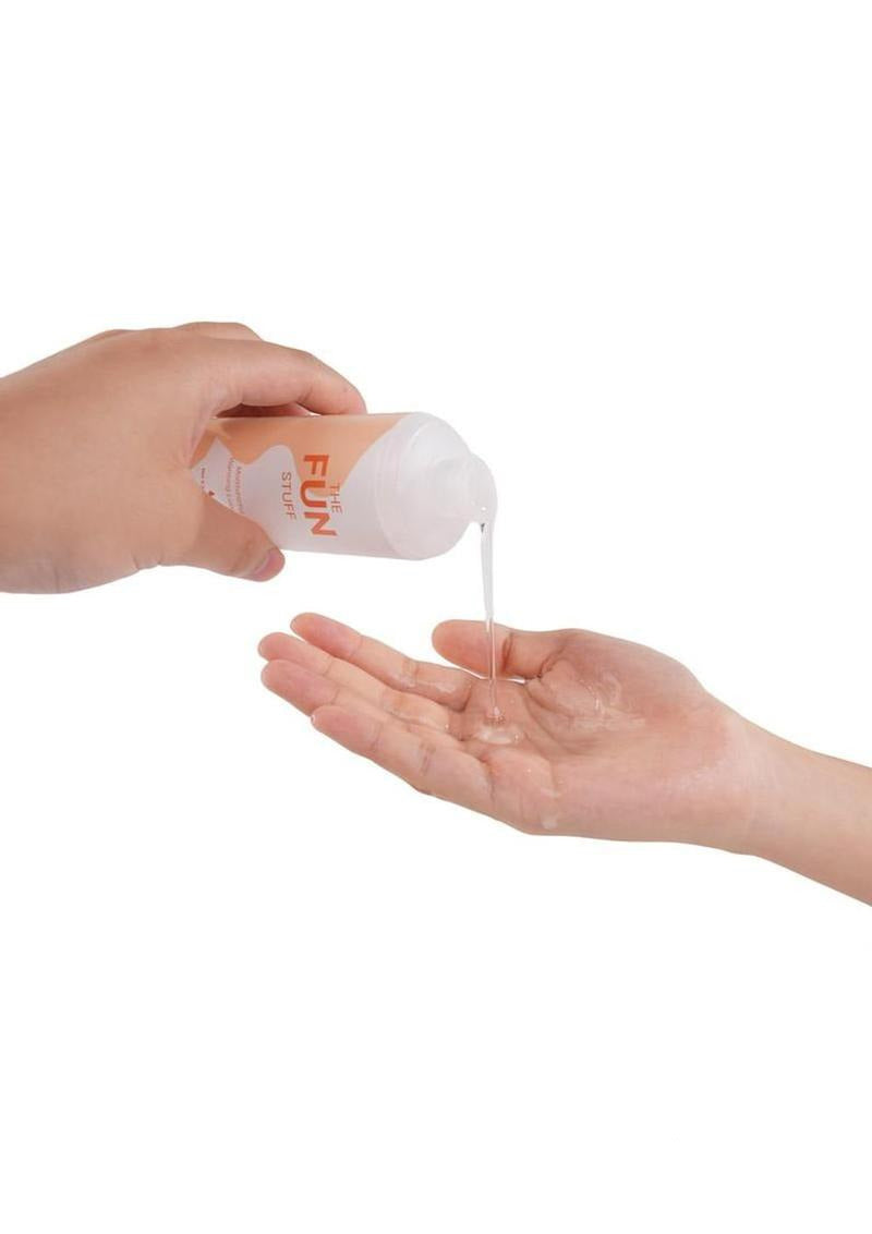 Svakom Moisturizing & Warming Water Based Lubricant 5.3 Oz being poured into a hand for easy application.