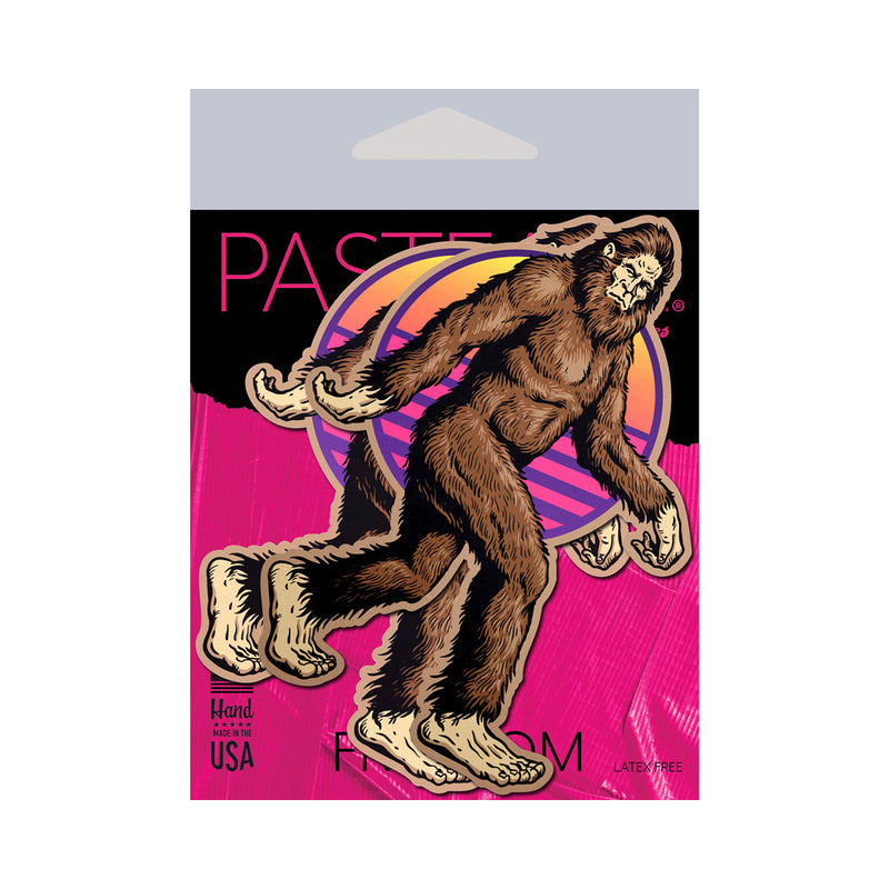 Pastease Sasquatch Bigfoot Pasties packaging featuring a playful Bigfoot design, handmade in the USA.