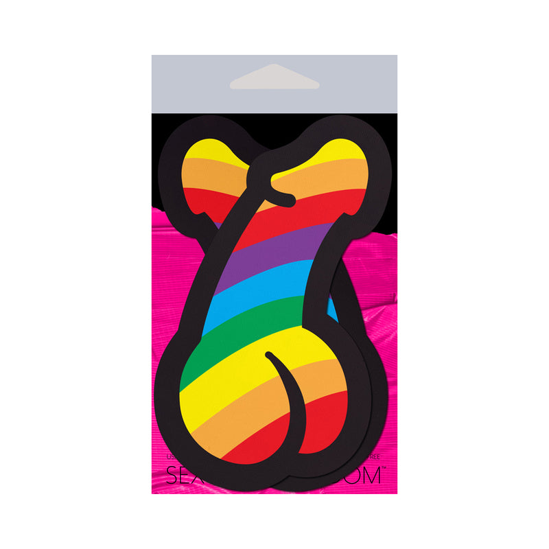 Pastease Penis Pride Pasties Rainbow colorful nipple covers in playful penis shape, perfect for Pride and festivals.