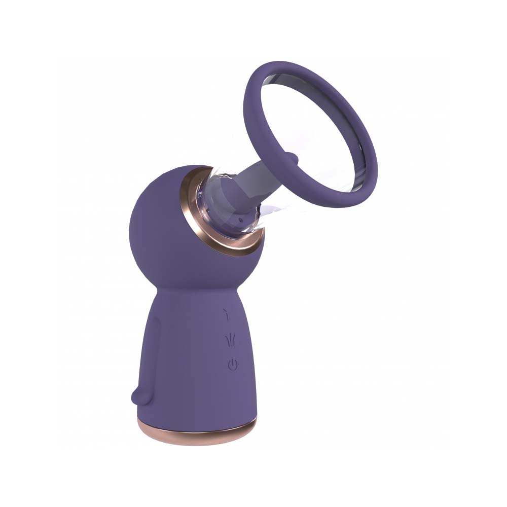Pumped Exquisite Rechargeable Vulva & Breast Pump Purple with ergonomic design and adjustable suction features.