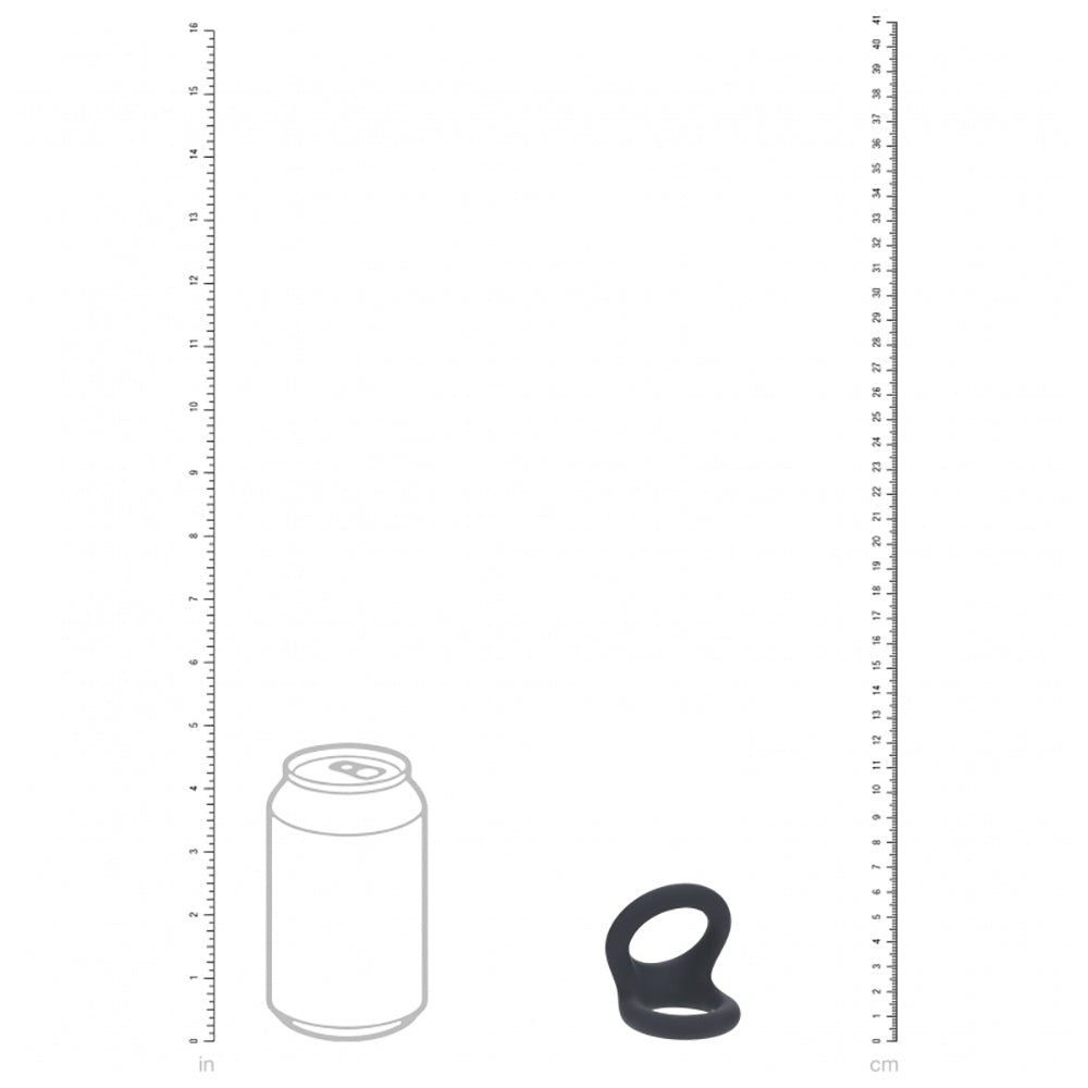 Levelz Double O Silicone Cock Ring Medium Black displayed next to a can for size reference.