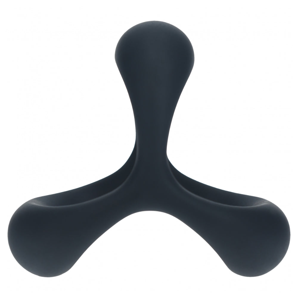 Levelz Tri O Ergo Silicone Cock Ring Black three-loop design for pressure and stamina control.
