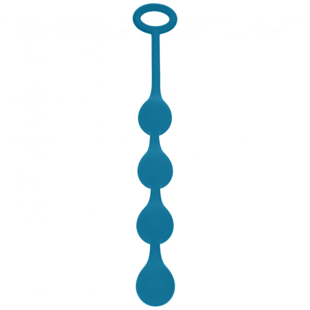 Levelz Waterdrop Silicone Anal Balls Small 20mm Teal for smooth anal play, featuring a flexible shaft and tapered design.