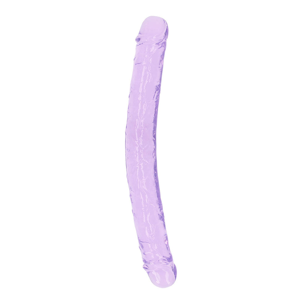 Realrock Crystal Clear Double Dong 13.4 inches Purple displayed against a white background.
