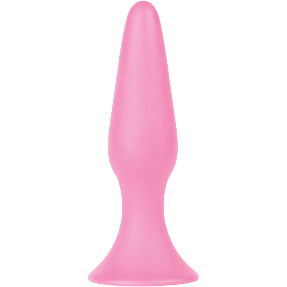 Shots Toys Silky Buttplug Big Pink offering smooth anal pleasure with a tapered, conical shape for easy insertion.