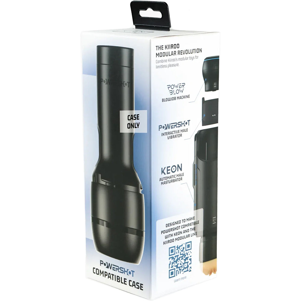 Kiiroo Powershot Compatible Stroker Case packaging showcasing modular design and compatibility with other Kiiroo products.