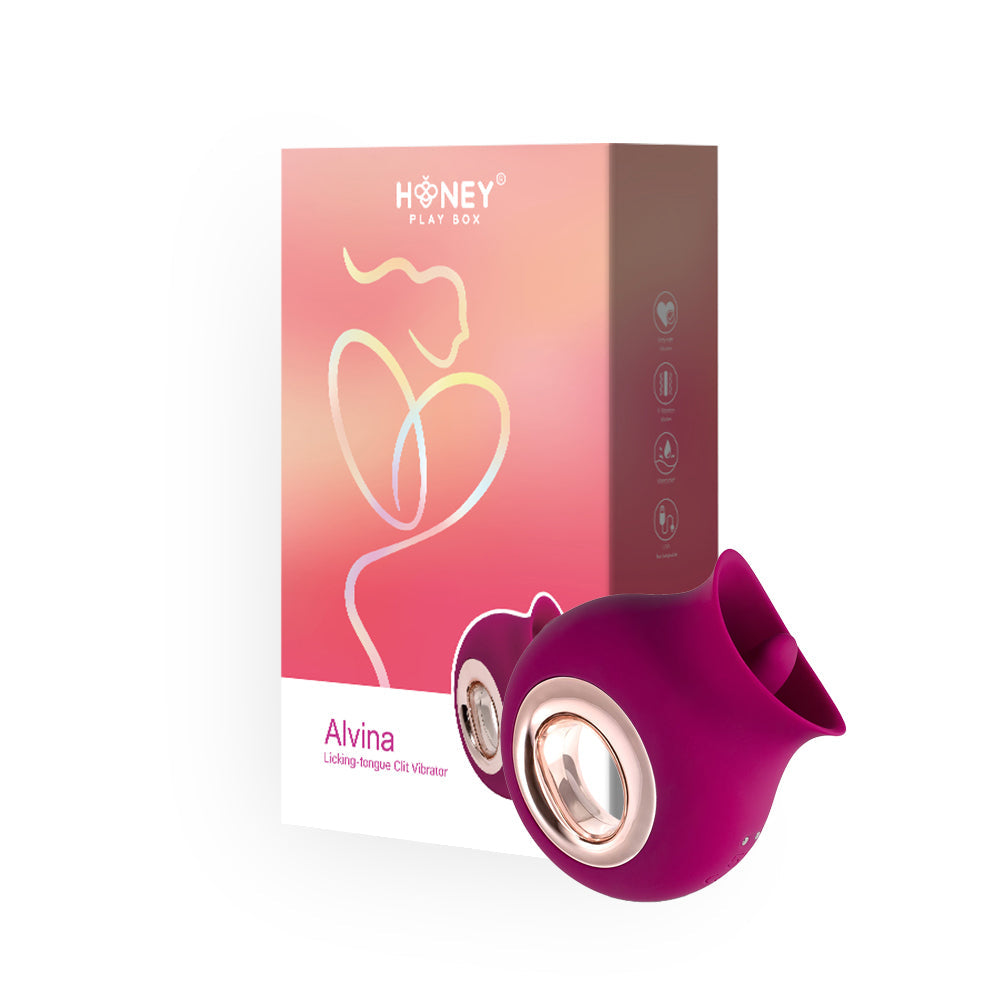 Honey Play Box Alvina Tongue Licking Vibrator Magenta with elegant packaging and sleek design.