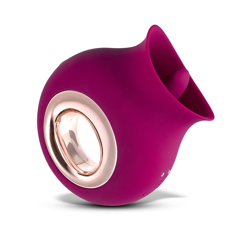 Honey Play Box Alvina Tongue Licking Vibrator Magenta with elegant design and flexible tongue-shaped tip.