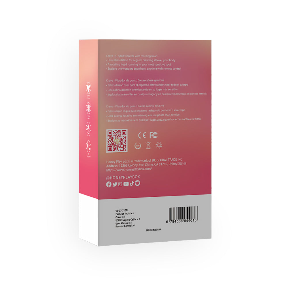 Honey Play Box Alvina Tongue Licking Vibrator Magenta product packaging back view with brand information.