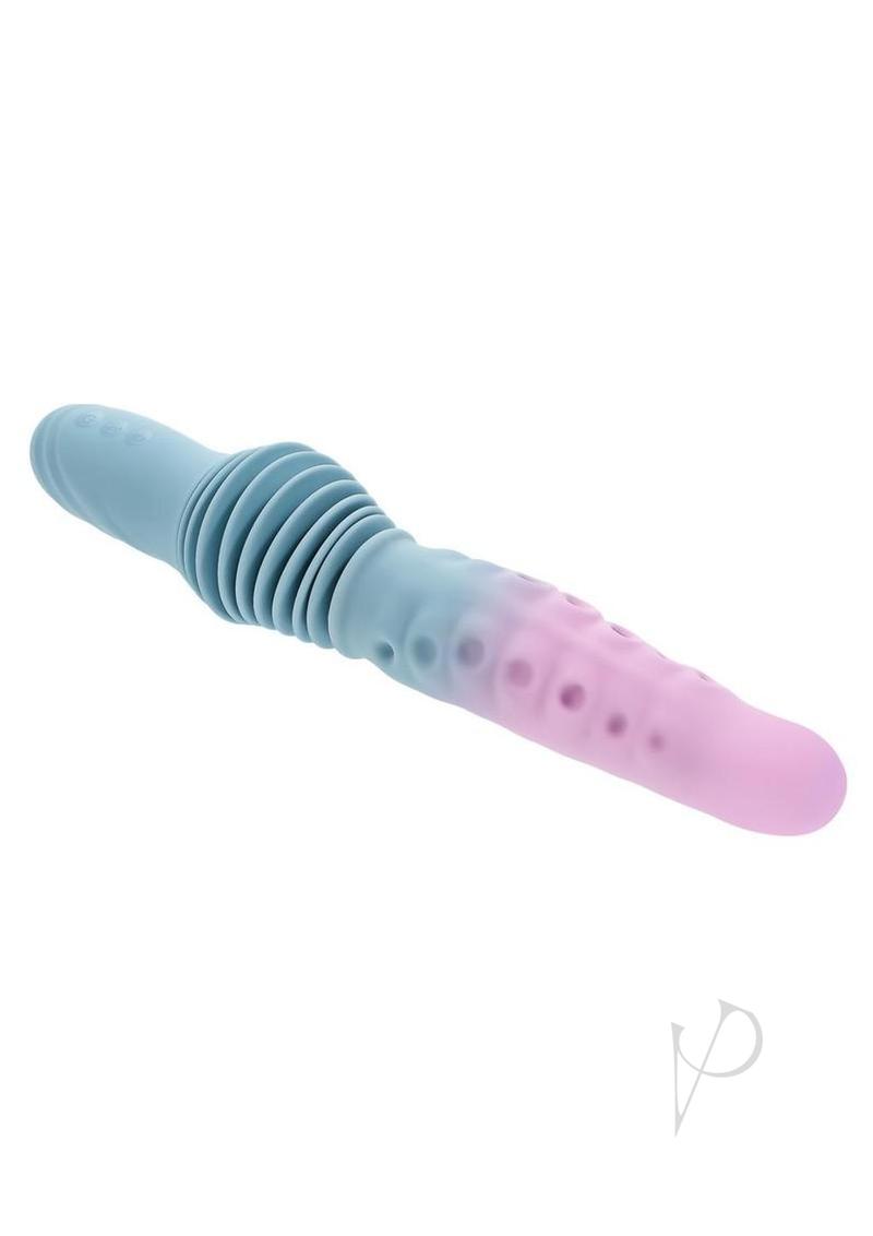 Gender X Tentacle Thruster Silicone Vibrator Blue Pink, with realistic tentacle shape and raised sucker textures.