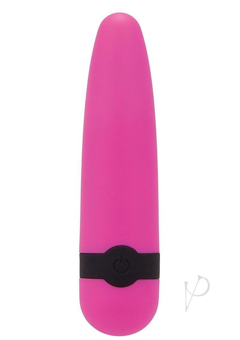 Bodywand Thunderbolt Rechargeable Mini Bullet Pink compact vibrator with a silicone design and a power button.