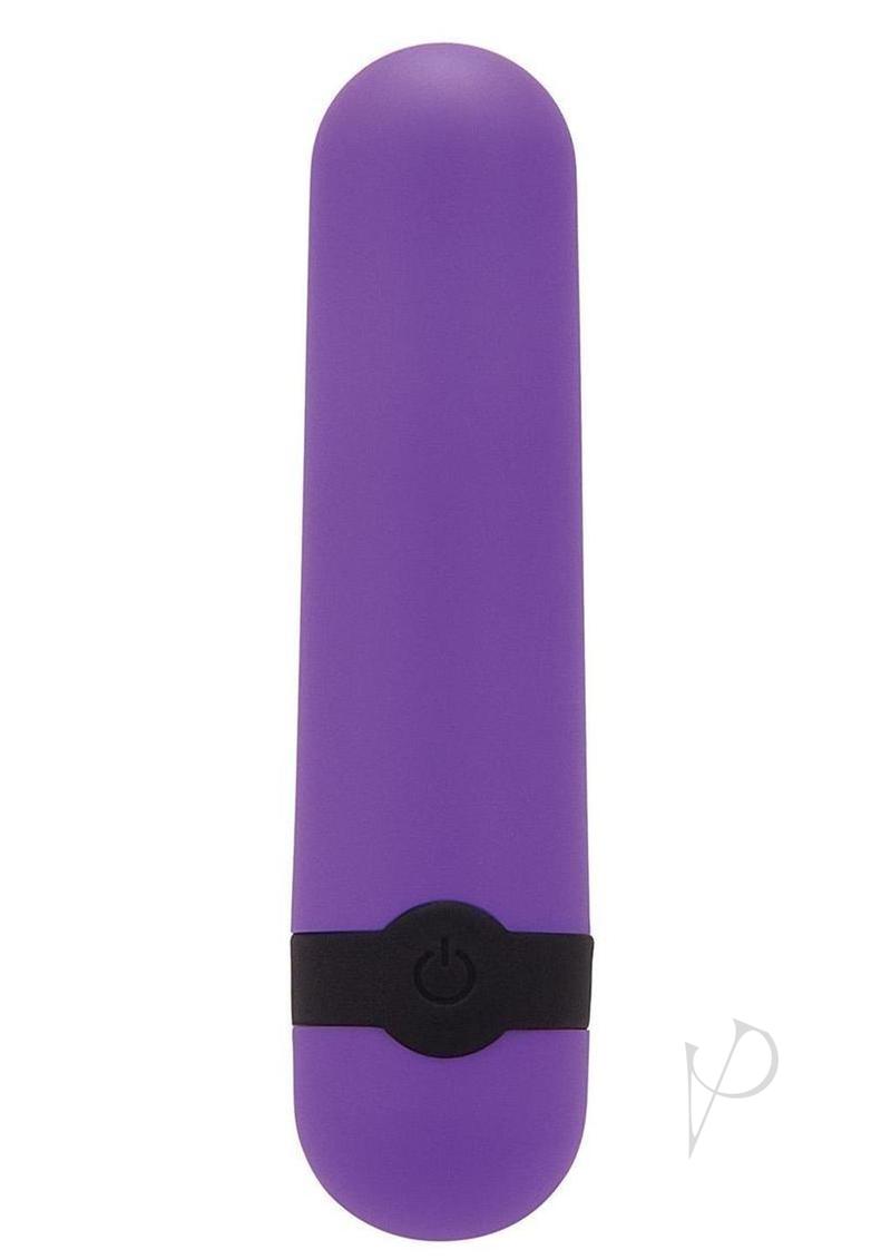 Bodywand Powerbolt Rechargeable Mini Bullet Purple vibrator with a sleek design and power button.