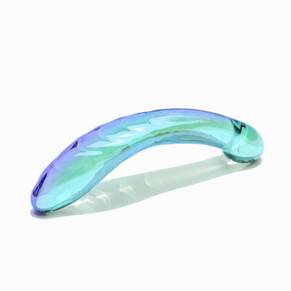 Biird Kalii Glass G-spot Dildo Teal featuring elegant design and smooth glass surface for pleasure.