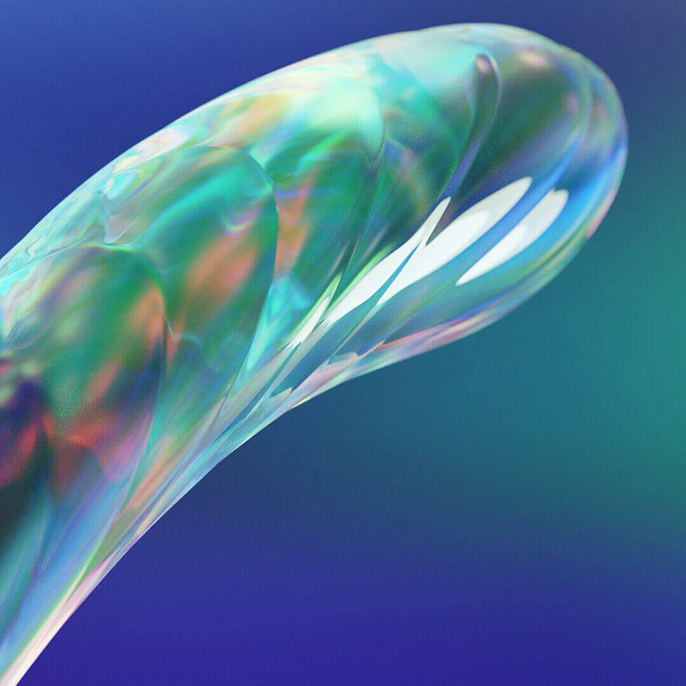 Biird Kalii Glass G-spot Dildo Teal elegantly designed for G-spot pleasure with smooth glass and gentle curves.
