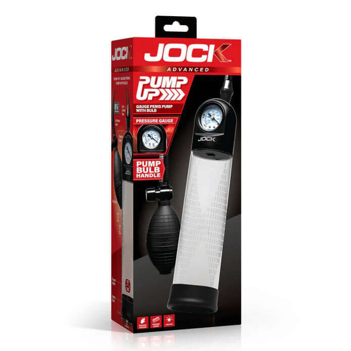 Pump Up Gauge Penis Pump With Bulb - Clear-1