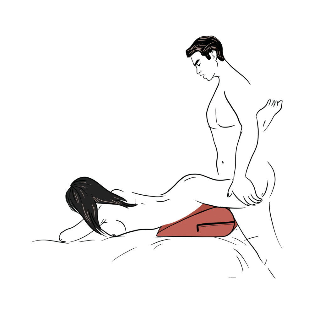 Couple using the Liberator Jaz Original Sex Positioning Pillow Black for enhanced comfort and deeper penetration.