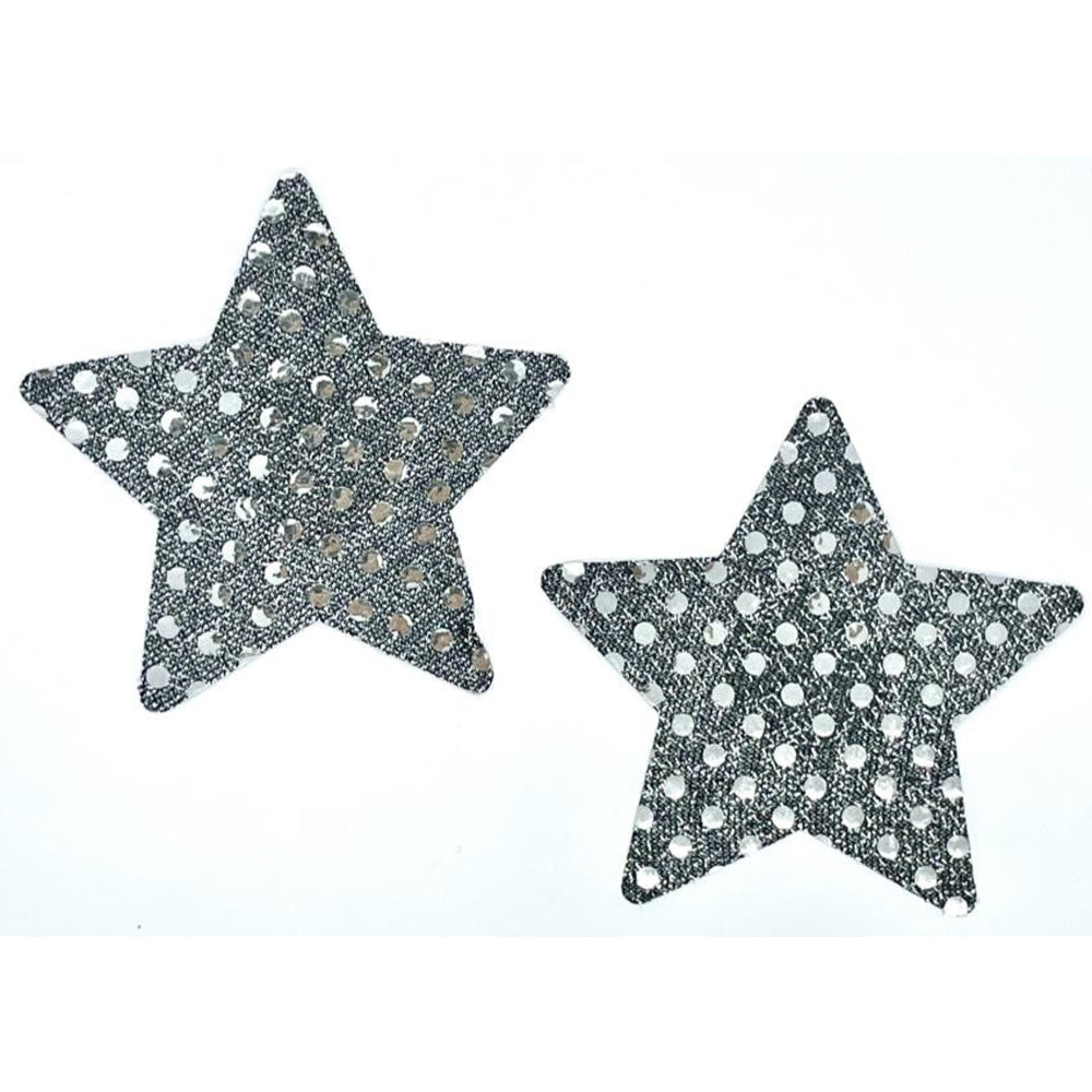 Popsi Sequence Star Pasties Silver One Size featuring shiny star-shaped designs for stylish coverage.