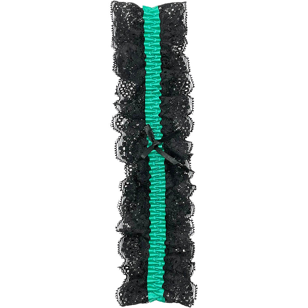 Popsi Lingerie Lace Garter Black and Green One Size with lace detail and elastic band for a flirty look.