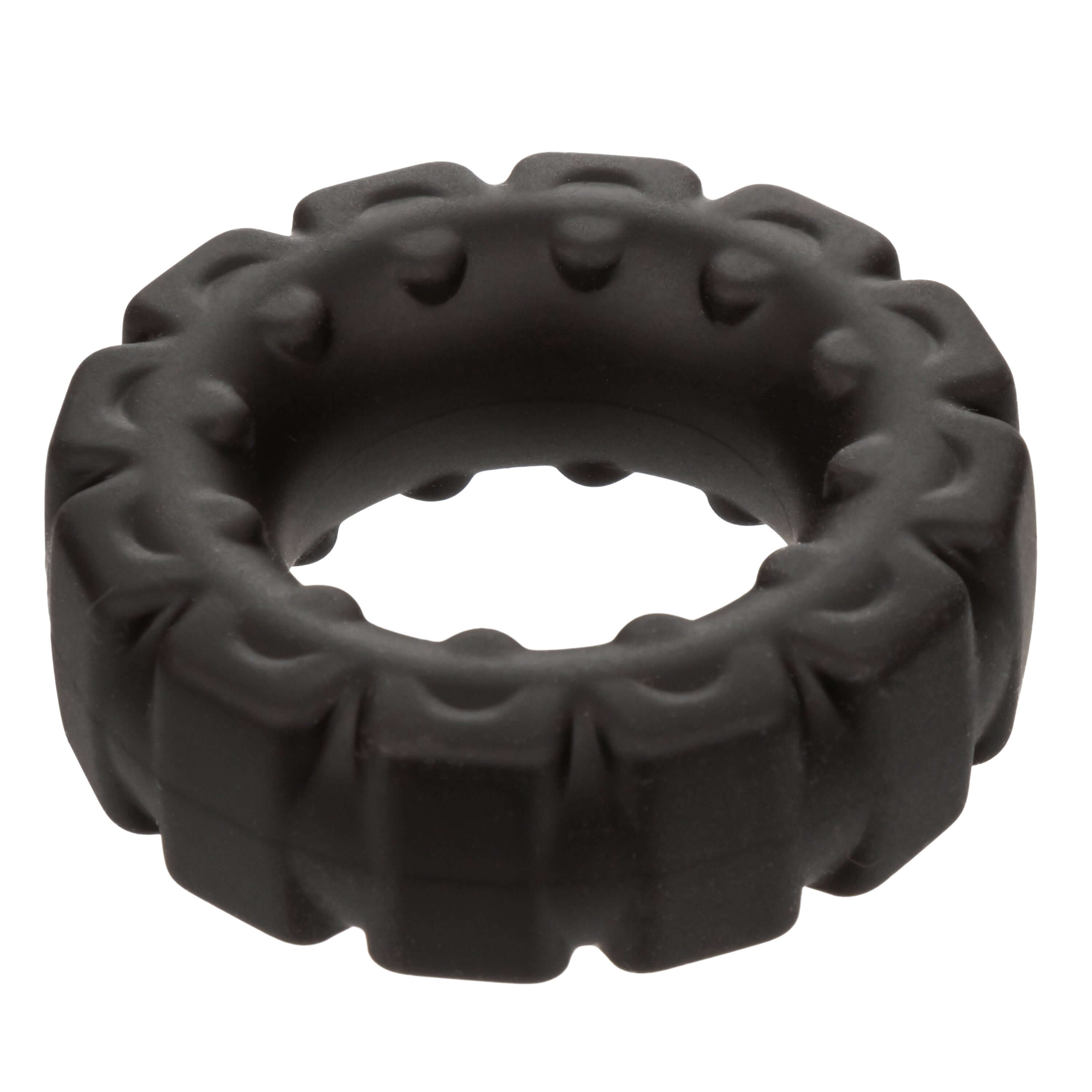 Alpha Liquid Silicone Prolong Tread Ring in black, designed for comfort and enhanced intimate pleasure.
