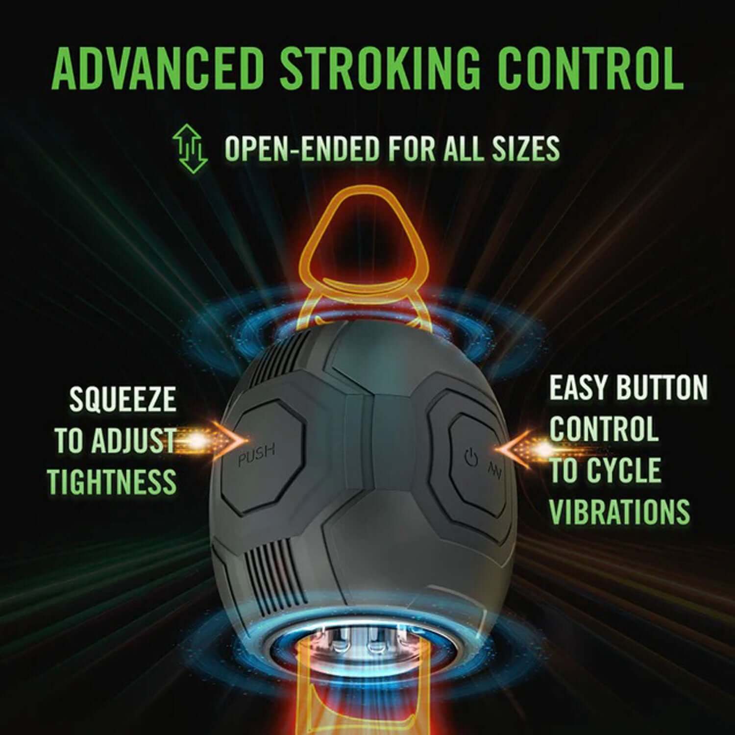 M for Men Dome X Vibrating Masturbator with advanced stroking control, adjustable tightness, and easy vibration settings.