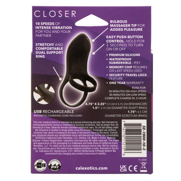 Closer Intimate Rechargeable Ring Feel - Black-0