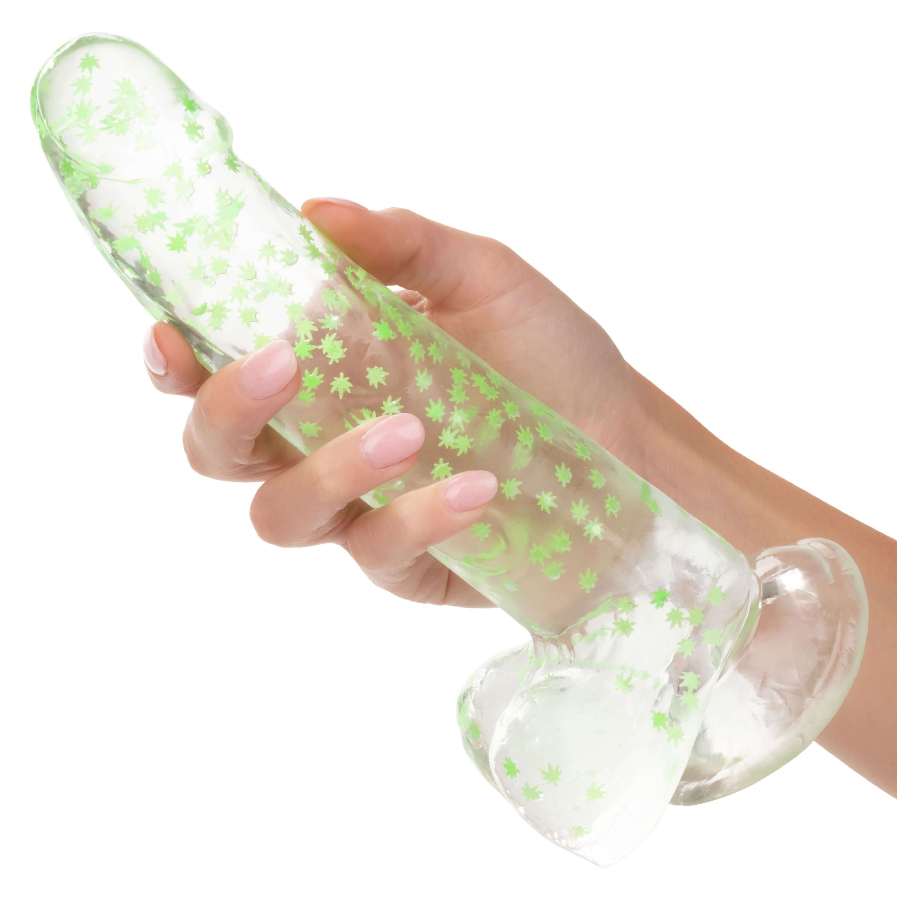 Naughty Bits I Leaf Dick Glow-in-the-Dark Weed Leaf Dildo - Glow in the Dark-3