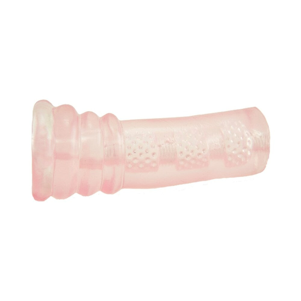 Adam & Eve Super Head Honcho Masturbator in translucent pink, designed for enhanced stimulation and comfort.