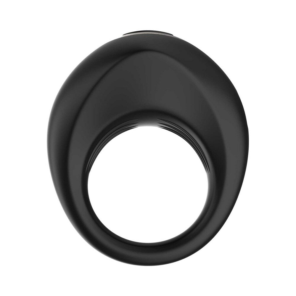 Adam & Eve Alan Vibrating Rechargeable Enhancer, black silicone vibrating ring for enhanced intimacy.