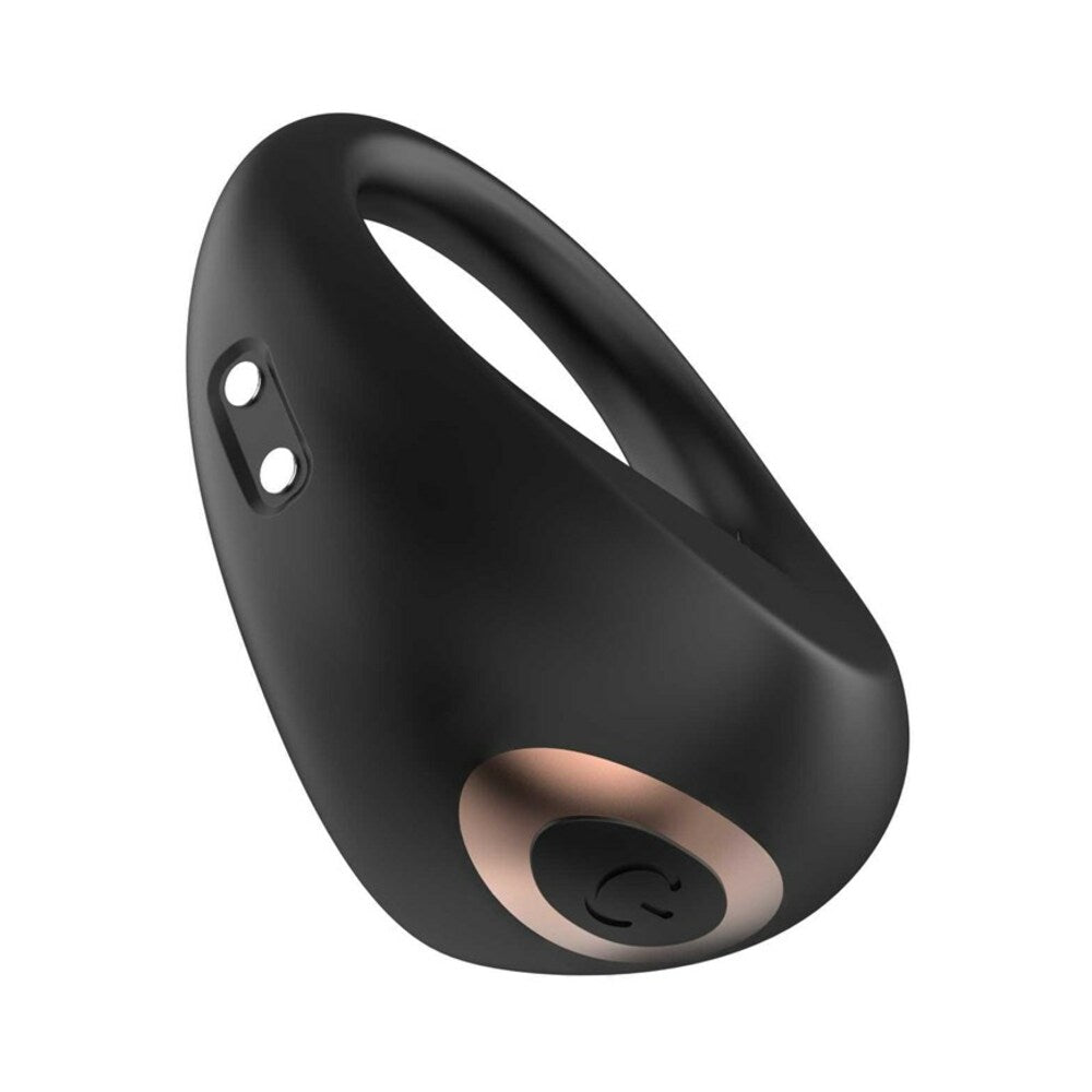 Adam & Eve Alan Vibrating Rechargeable Enhancer side view, showcasing its sleek design and control button.