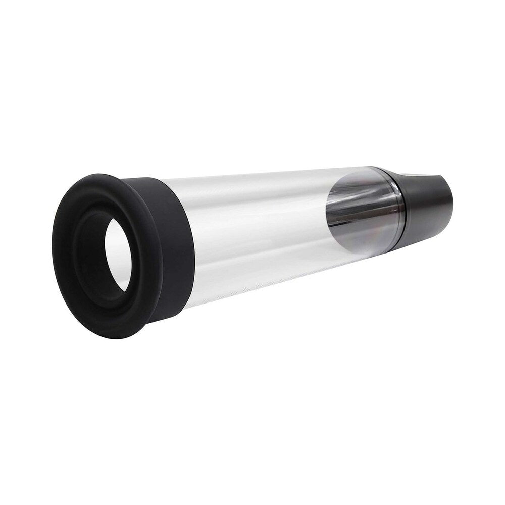 Adam & Eve Adams Rechargeable Penis Pump with transparent design and ergonomic grip for enhanced pumping experience.