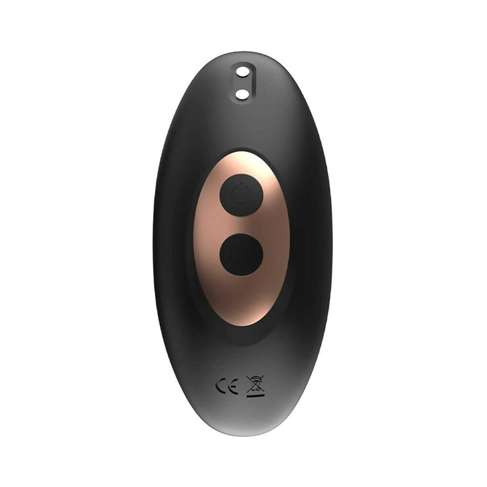 Adam & Eve Carl Jr Vibrating & Rimming Plug remote control for enhancing user experience.