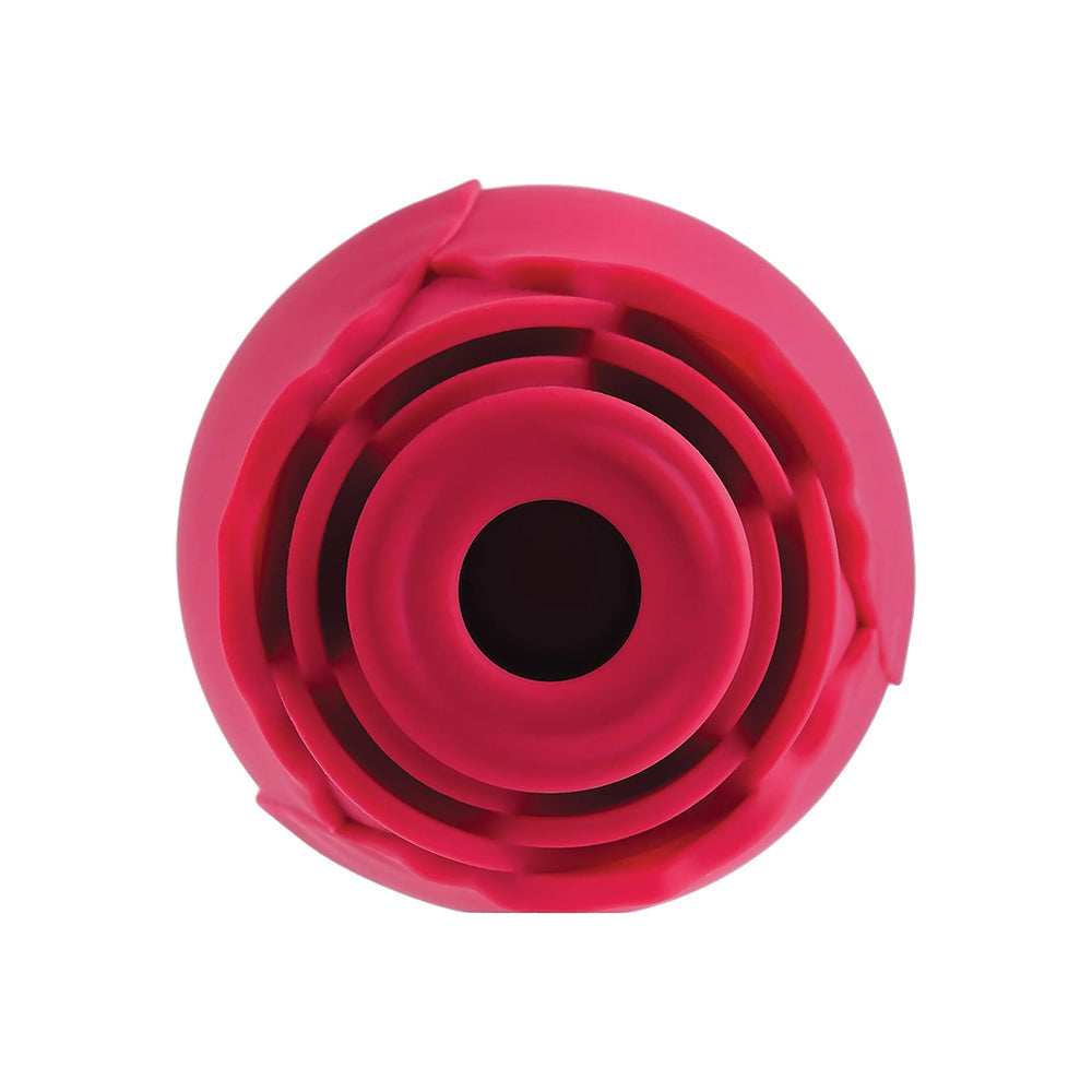 Adam & Eve Eve's Ravishing Suction Rose Clitoral Stimulator top view showcasing its rose-shaped design.