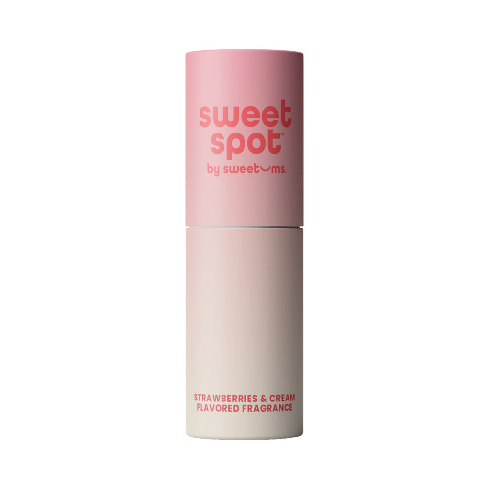 Sweetums Sweet Spot Flavored Fragrance Strawberries & Cream product packaging showcasing its fruity scent.