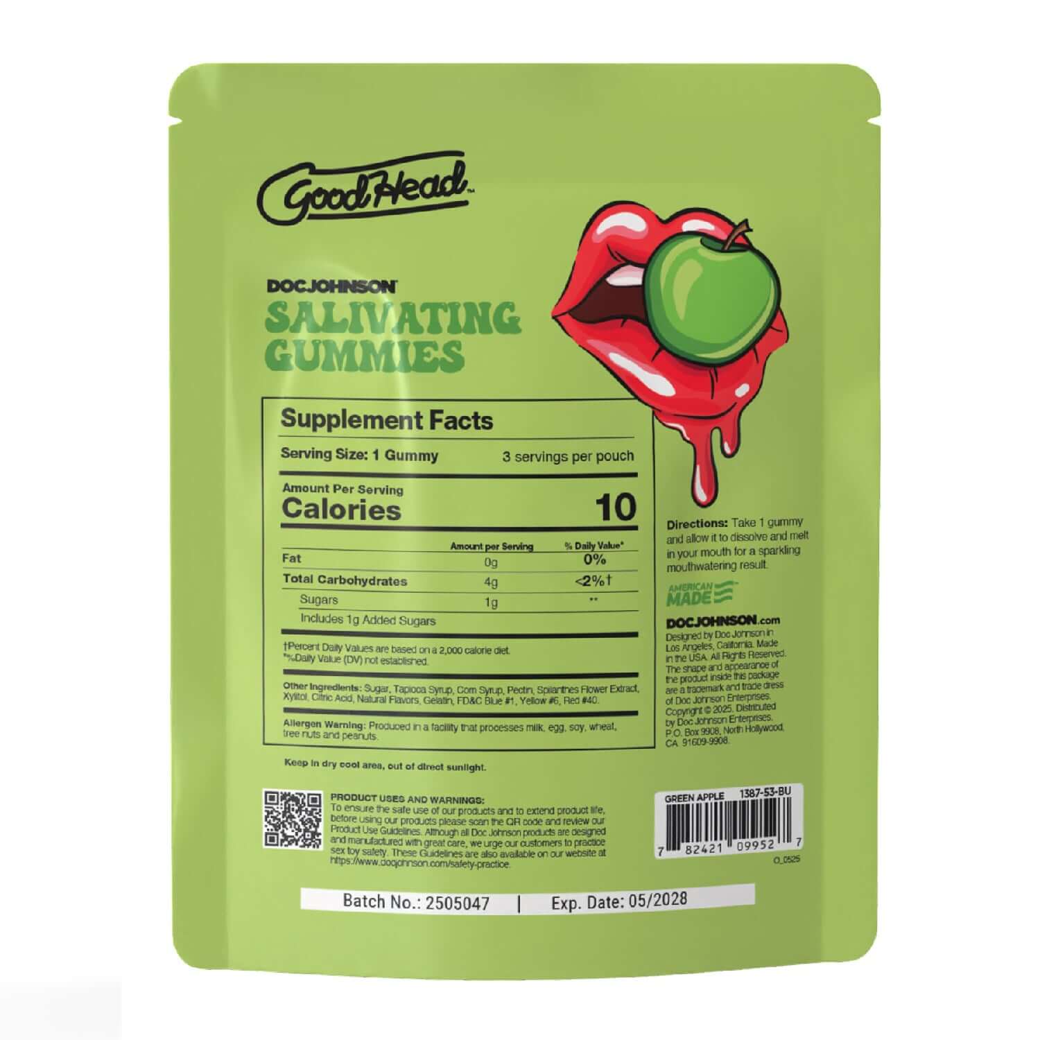 Goodhead - Salivating Gummies 24 Pk Display (3 Pcs Per Pouch) - Green Apple-1