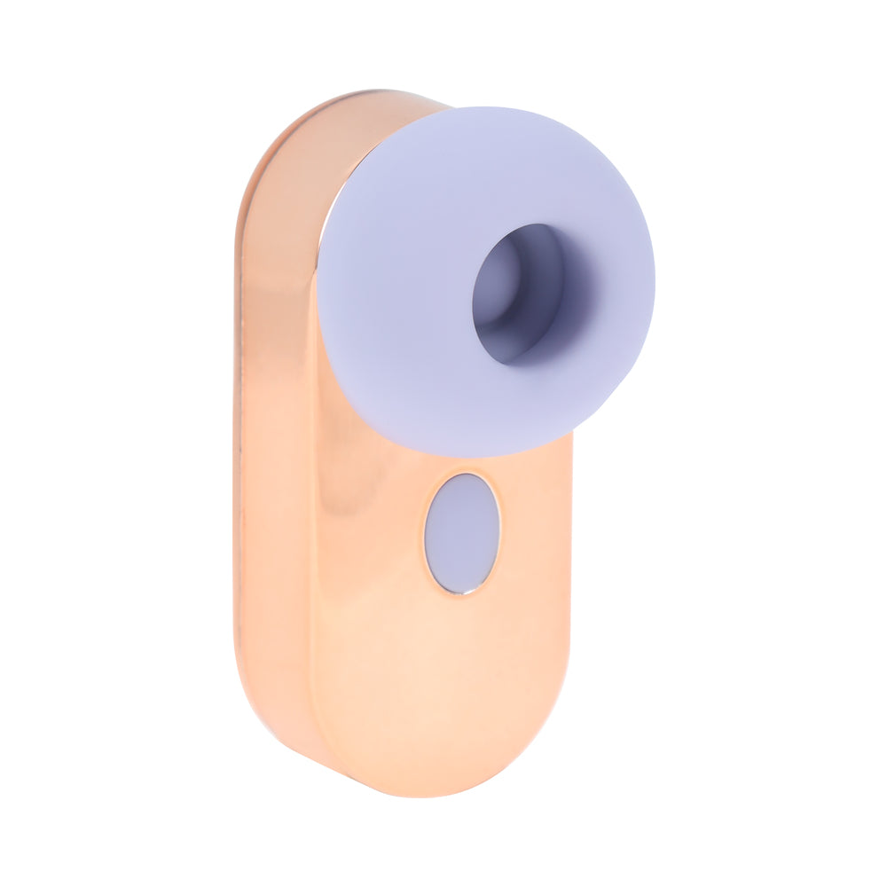 Loveline Budsie Airtaptech Rechargeable Vibrator Lavender in a sleek design with lavender and rose gold colors.