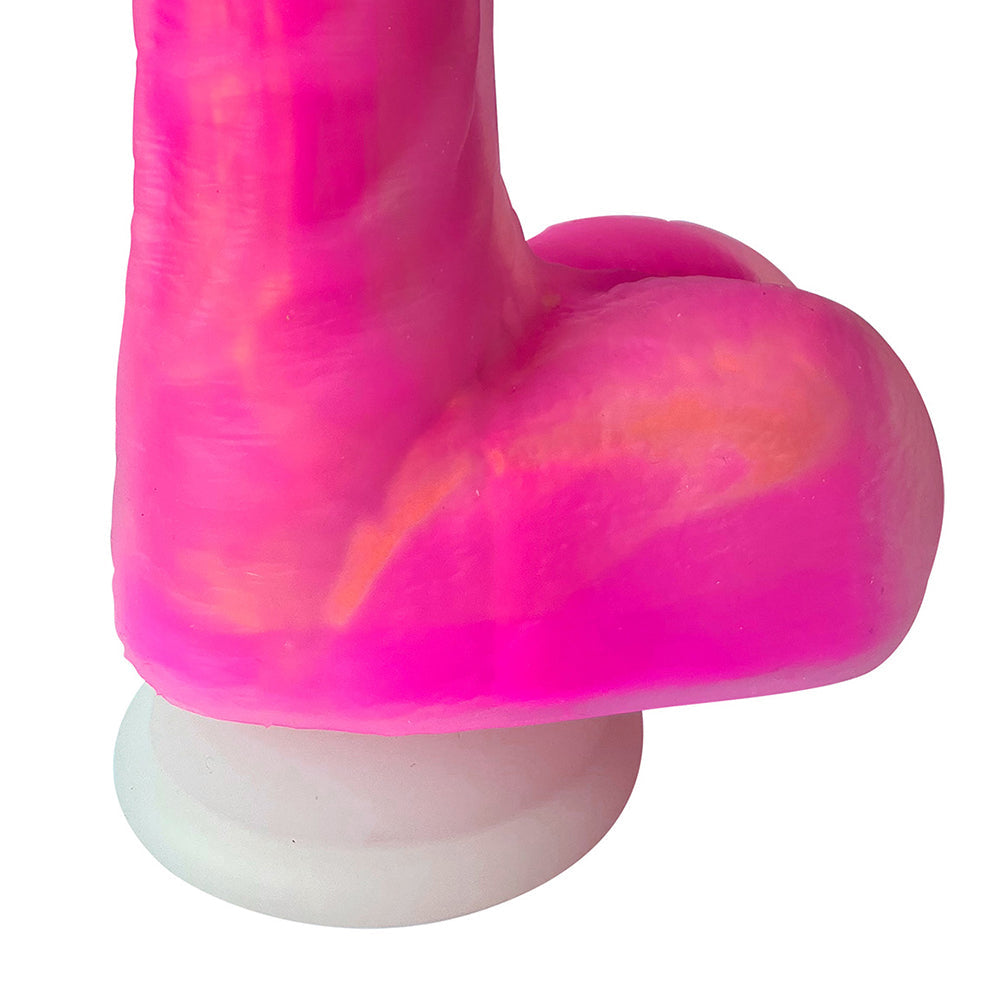 Adam & Eve The Squiggler Dual Density Gyrating Dildo with a realistic plush design and suction base.