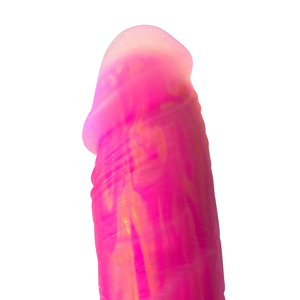 Adam & Eve The Squiggler Dual Density Gyrating Dildo with a vibrant pink design and realistic tip for enhanced pleasure.