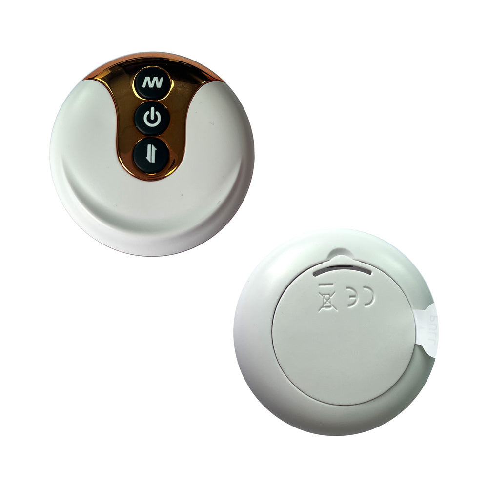 Remote control for Adam & Eve The Squiggler Dual Density Gyrating Dildo features intuitive buttons for easy operation.