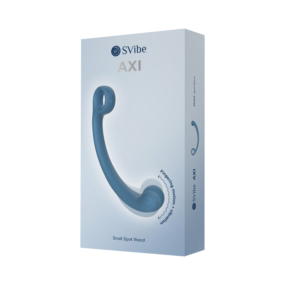 Svibe Snail Axi Spot Wand Massager Blue Lagoon product packaging with ergonomic design.