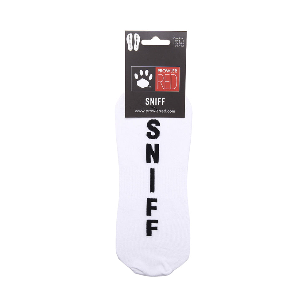 Prowler Red Sniff Ankle Socks displayed on a white background, featuring bold 'SNIFF' text.