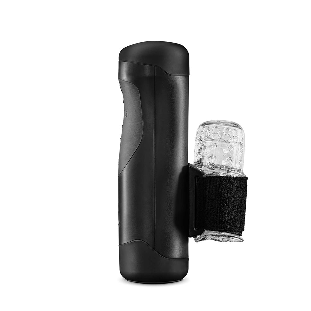 The Handy Interactive Stroker Black shown from the side, featuring sleek design and integrated features for an enhanced experience.