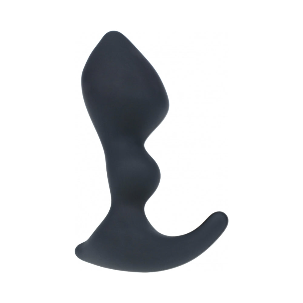 Levelz Double Ripple Silicone Prostate Massager Black, designed for deep and focused sensation with smooth curves.