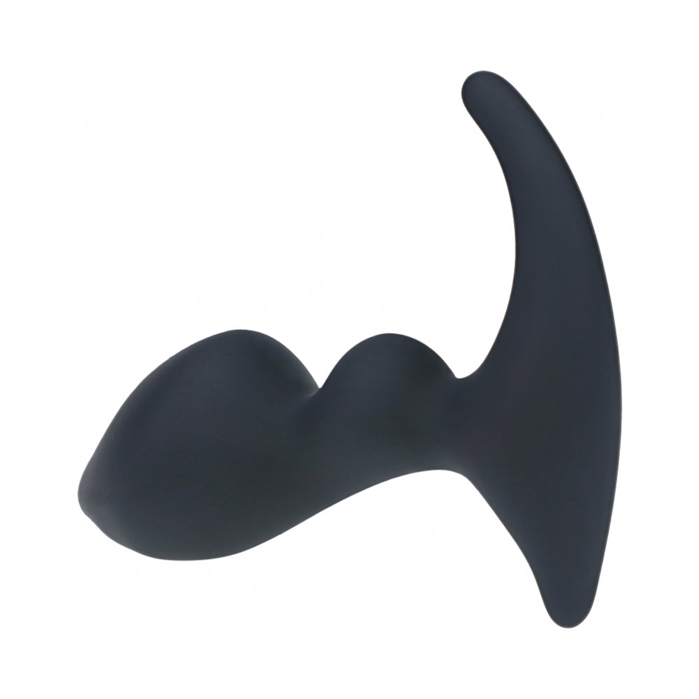 Levelz Double Ripple Silicone Prostate Massager Black showcasing smooth curves and flexible design for targeted sensations.