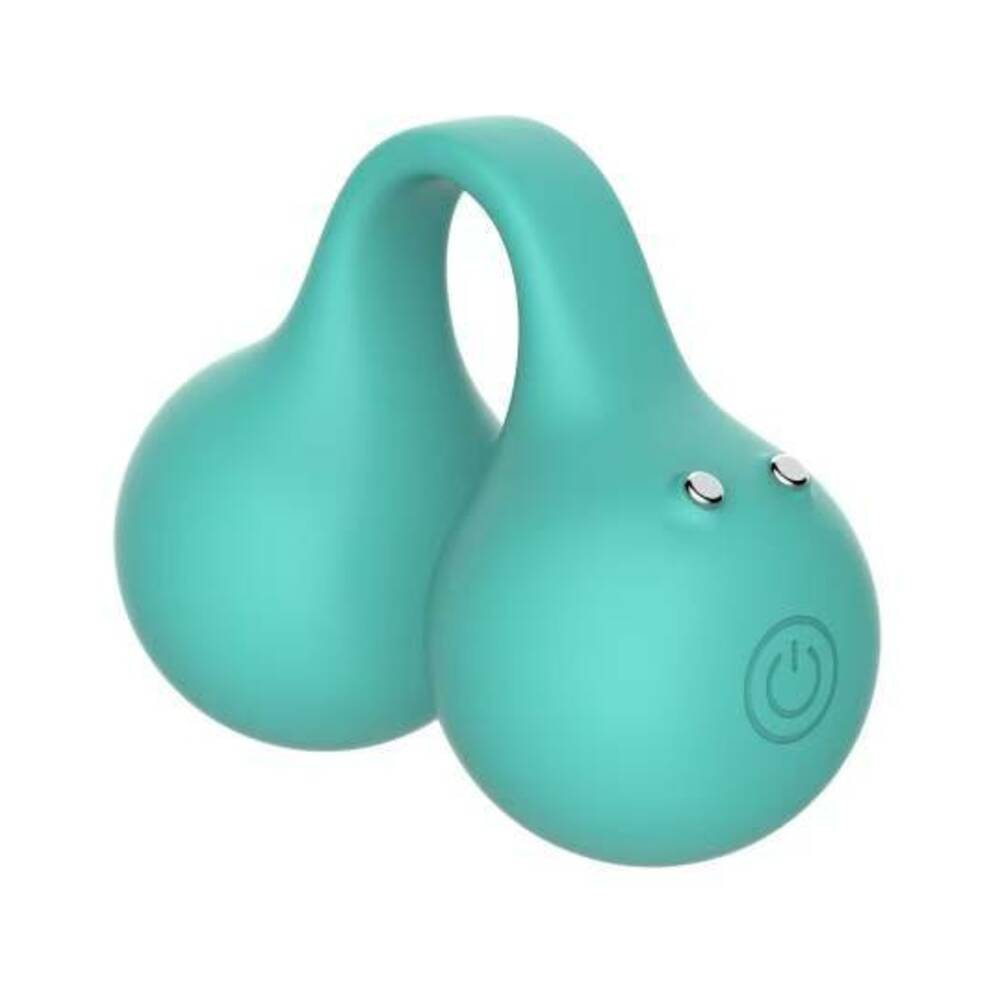 Svibe Snail Twinn Finger Vibrator Tiffany app-enabled in a vibrant teal color with sleek design and buttons.
