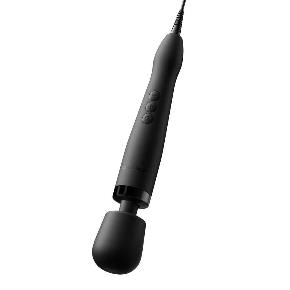 Doxy Original Wand Massager Black, powerful and reliable plug-in massager with sleek design and control buttons.