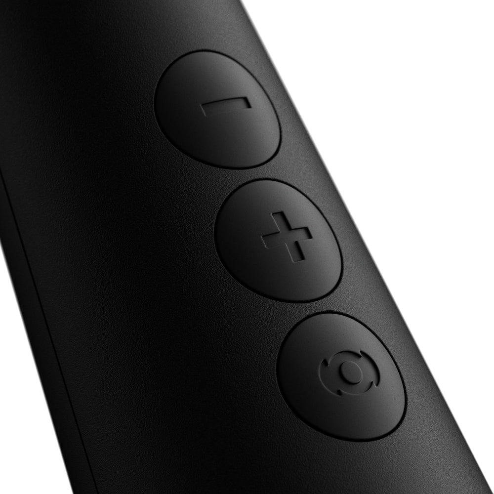 Close-up of the control buttons on the Doxy Original Wand Massager Black, showcasing its user-friendly design.