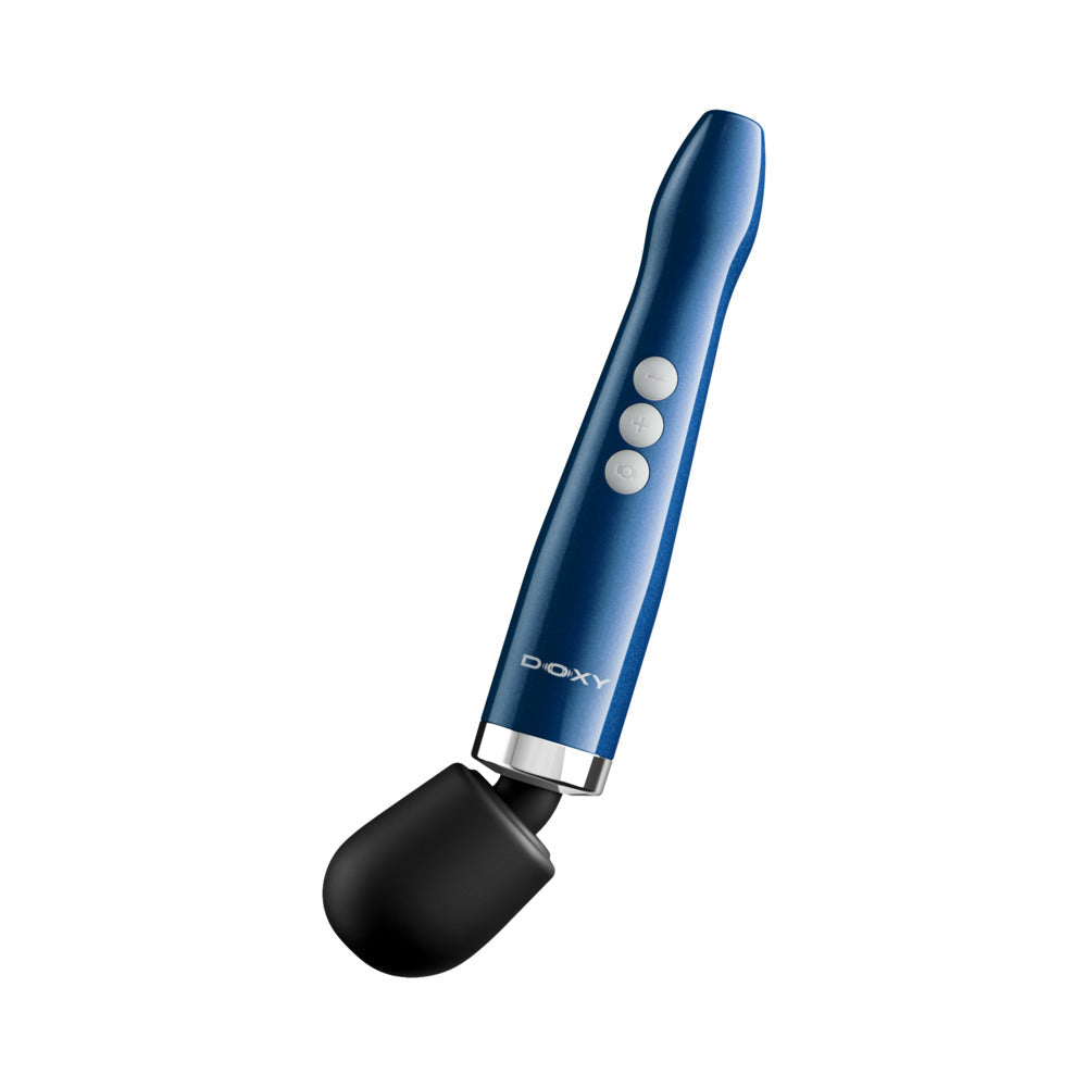 Doxy Die Cast Compact Cordless Wand Massager Blue with sleek design and controls