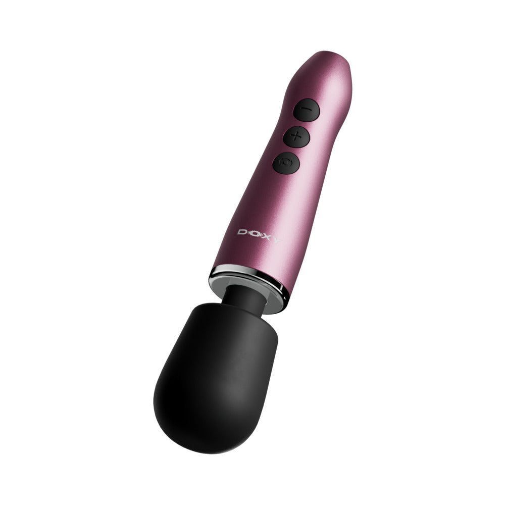 Doxy Go Travel-sized Wand Massager Pink with sleek design and easy-to-use buttons.